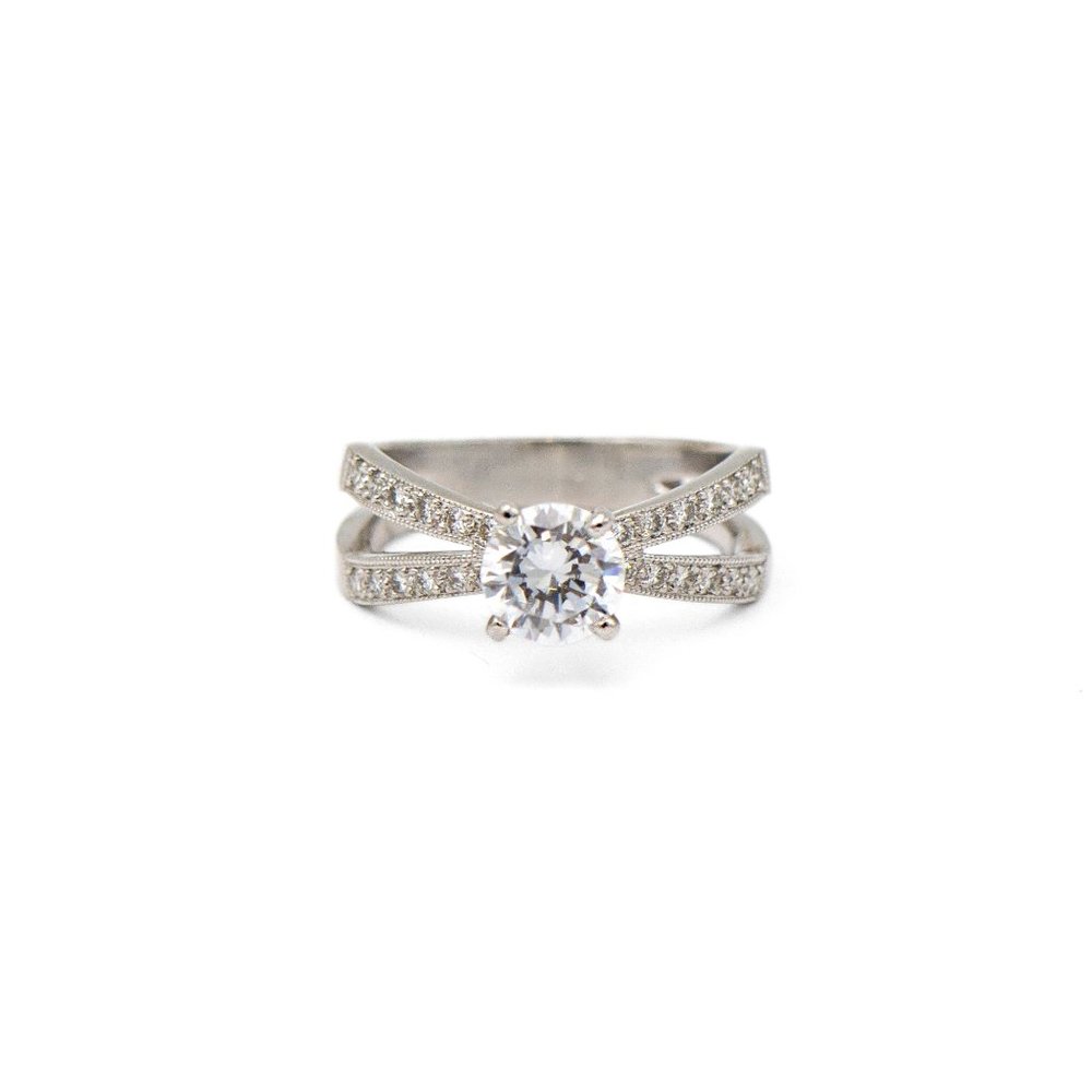Platinum Split Shank Engagement Ring - image 1